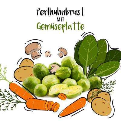 Perlhuhnbrust mit Gemüseplatte