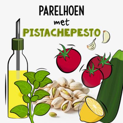 Volledige parelhoen met pistachepesto