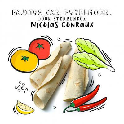 Fajitas van parelhoen, door sterrenkok Nicolas Conraux