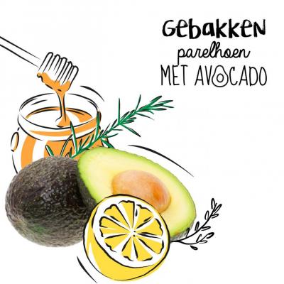 Gebakken parelhoen met avocado