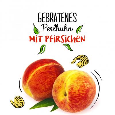 Gebratenes Perlhuhn mit Pfirsichen