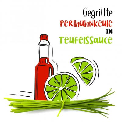 Gegrillte Perlhuhnkeule in Teufelssauce