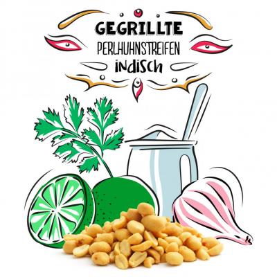 Gegrillte Perlhuhnstreifen indisch