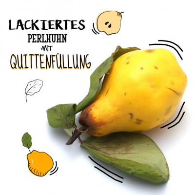 Lackiertes Perlhuhn mit Quittenfüllung