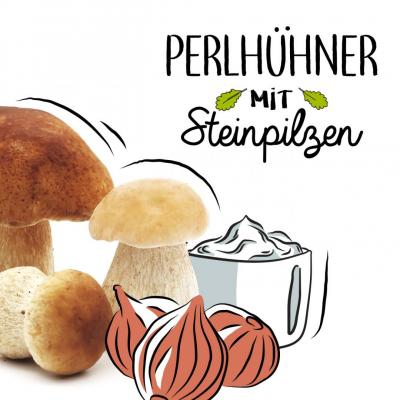 Perlhühner mit Steinpilzen