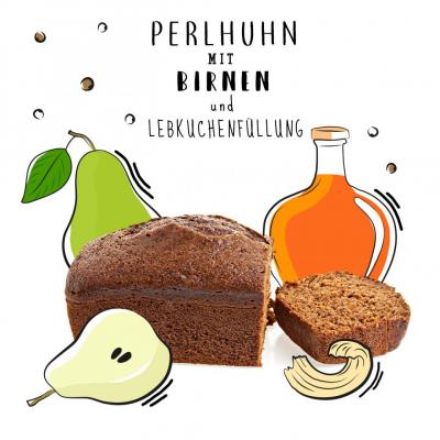 Perlhuhn mit Birnen- und Lebkuchenfüllung