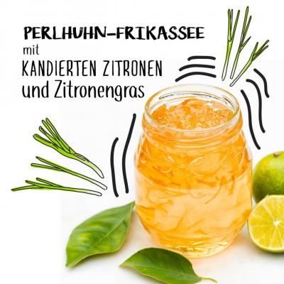 Perlhuhn-Frikassee mit kandierten Zitronen und Zitronengras