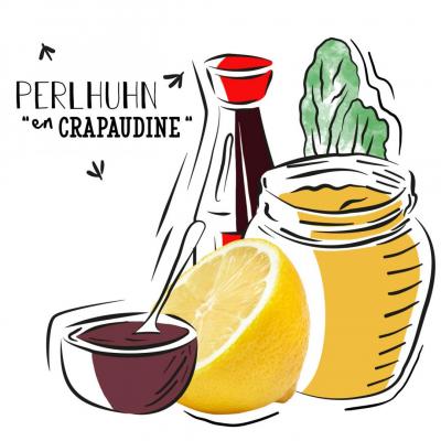 Perlhuhn „en Crapaudine“