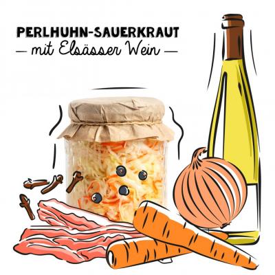 Perlhuhn-Sauerkraut mit Elsässer Wein