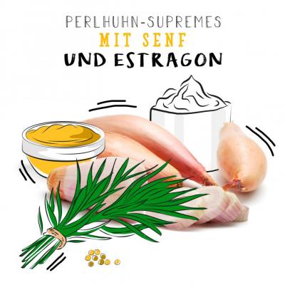 Perlhuhn-Supremes mit Senf und Estragon
