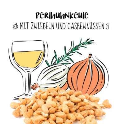 Perlhuhnkeule mit Zwiebeln und Cashewnüssen