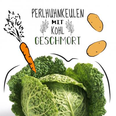 Perlhuhnkeulen mit Kohl geschmort