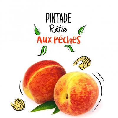 Pintade rôtie aux pêches