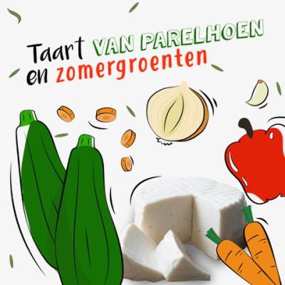 Taart van parelhoen en zomergroenten