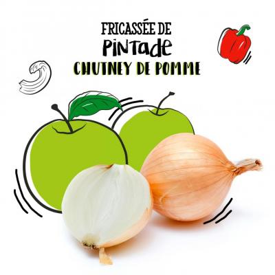 Fricassée de pintade, chutney de pomme