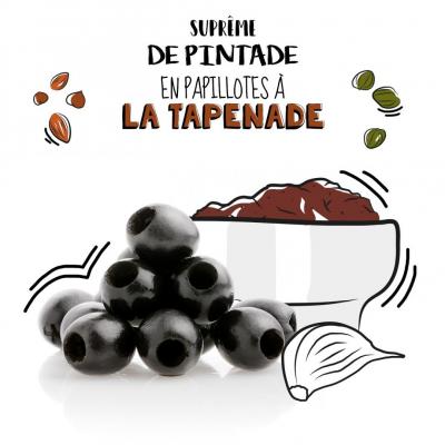 Suprême de pintade en papillotes à la tapenade